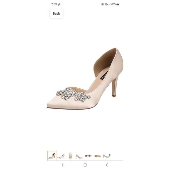 New 8.5 Erijunor Champagne Rhinestone Stiletto D'orsay High Heel Dress Shoes - Picture 1 of 12